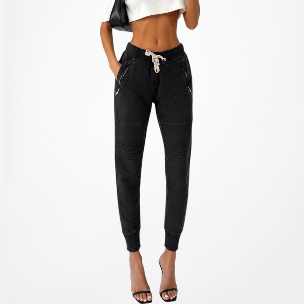 Sincerely Jules Black High Waisted Knit Drawstring Joggers Sweatpants Size XS